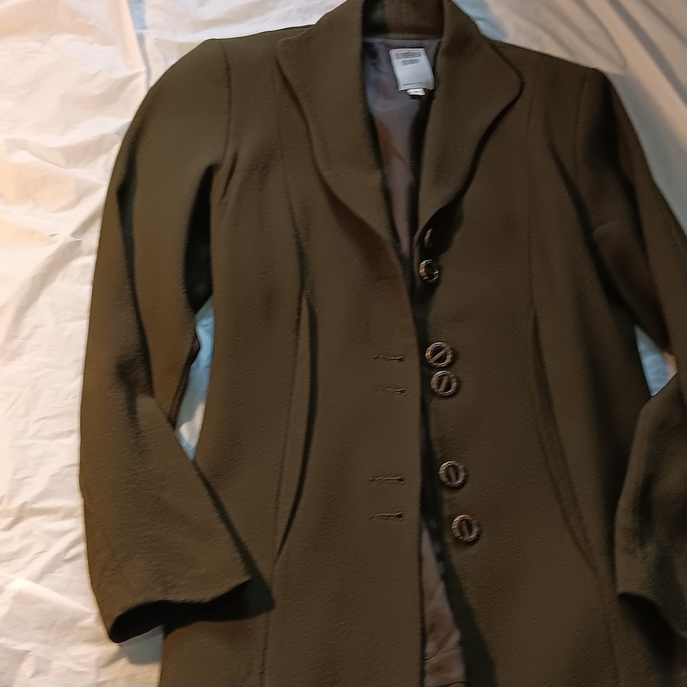 Retro Olive Women's Jacket & Matching Olive Polka Dot Olive Button-Down Shirt - Picture 2 of 8
